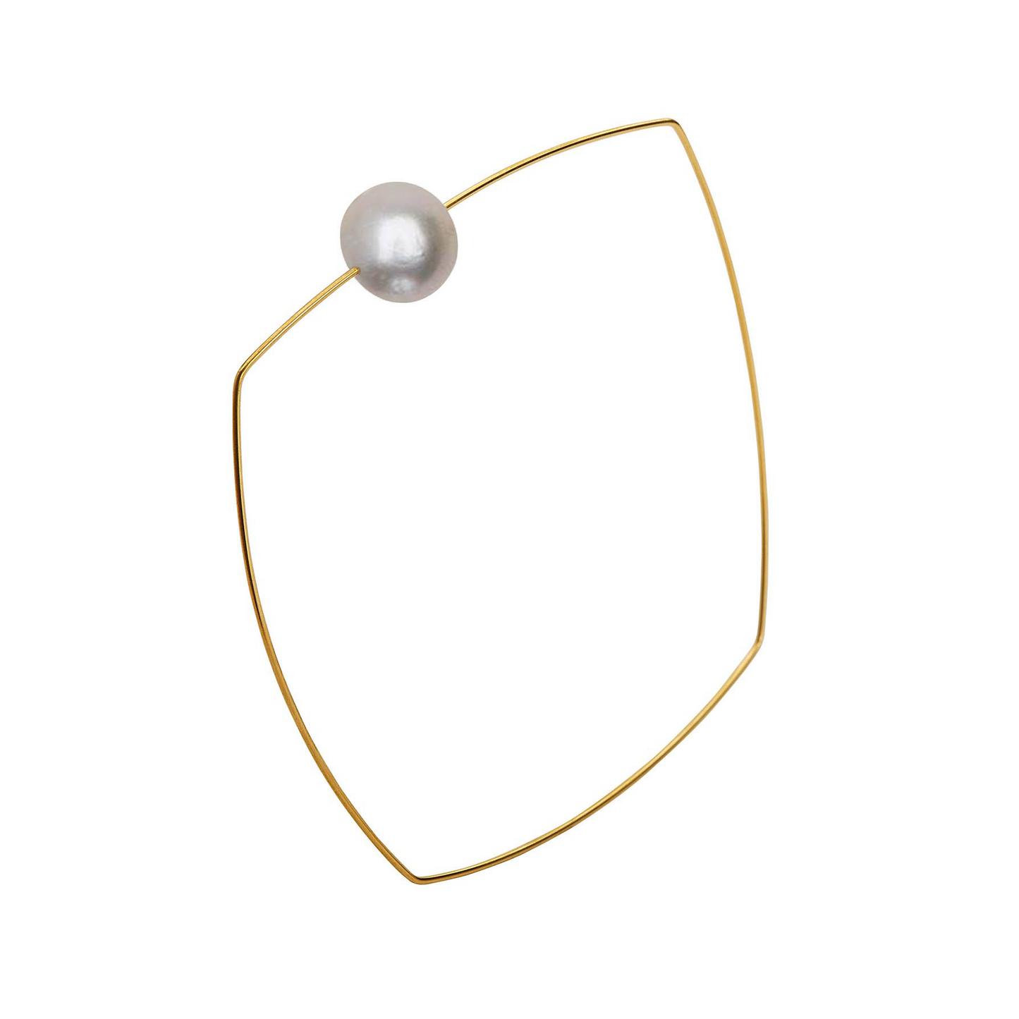 Square Bangle with Round Freshwater Pearl
