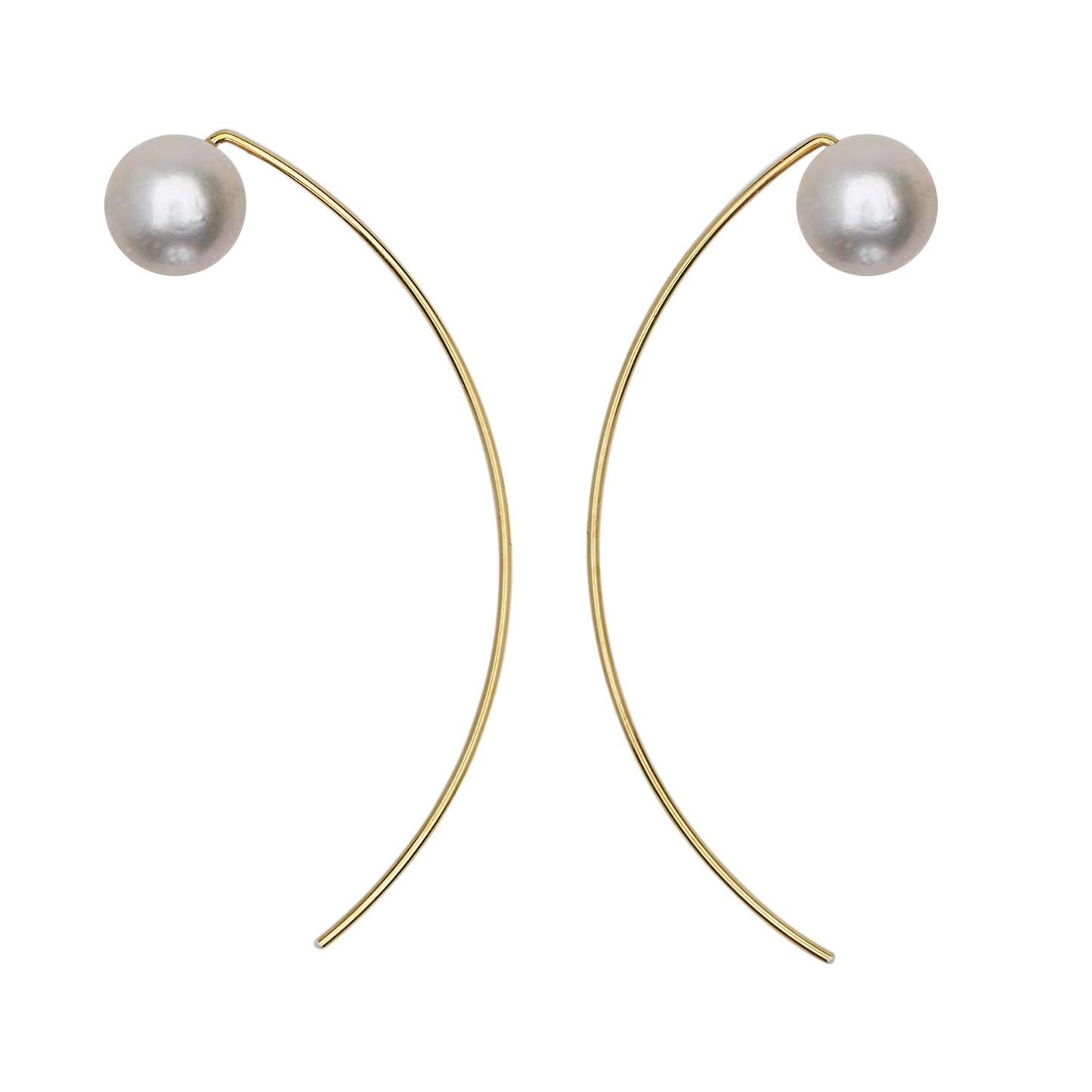 Curve Earrings with Round Freshwater Pearls (7mm)