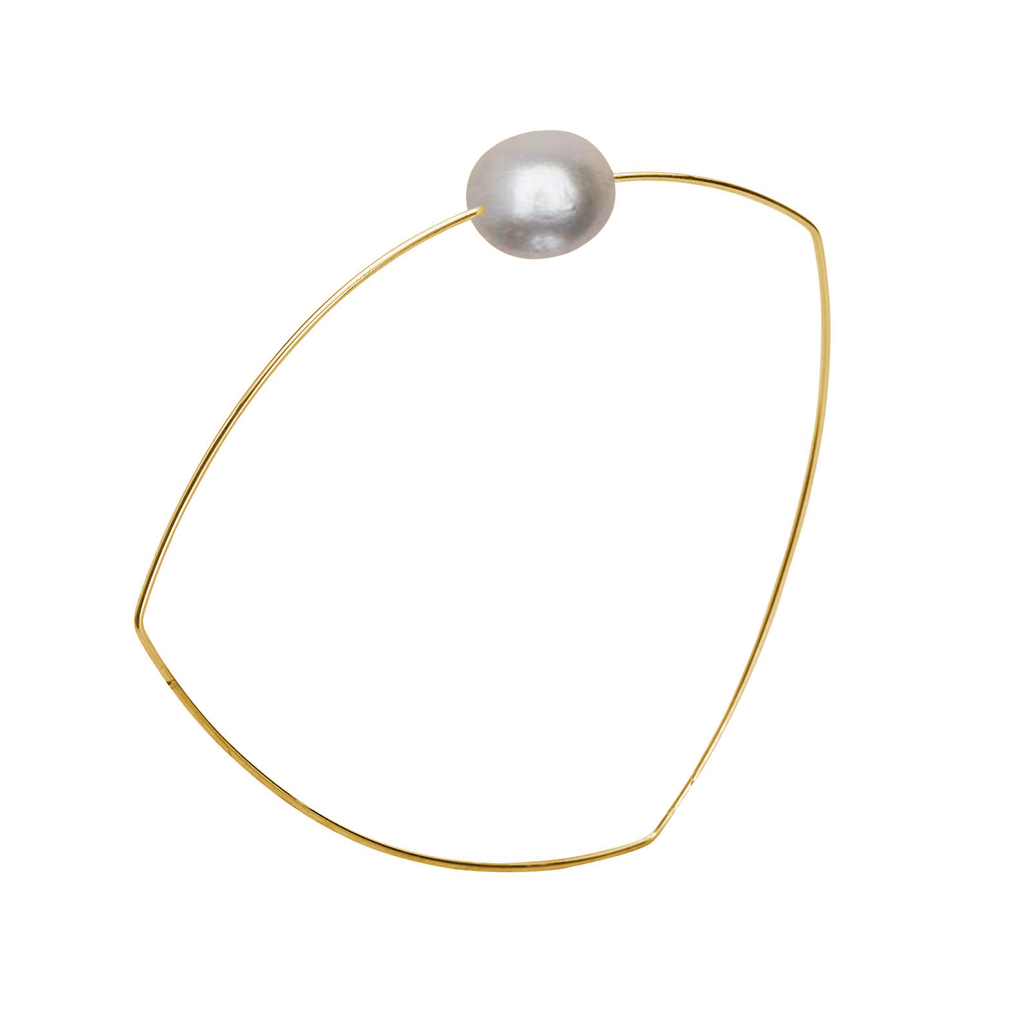 Triangle Bangle with Oval Freshwater Pearl