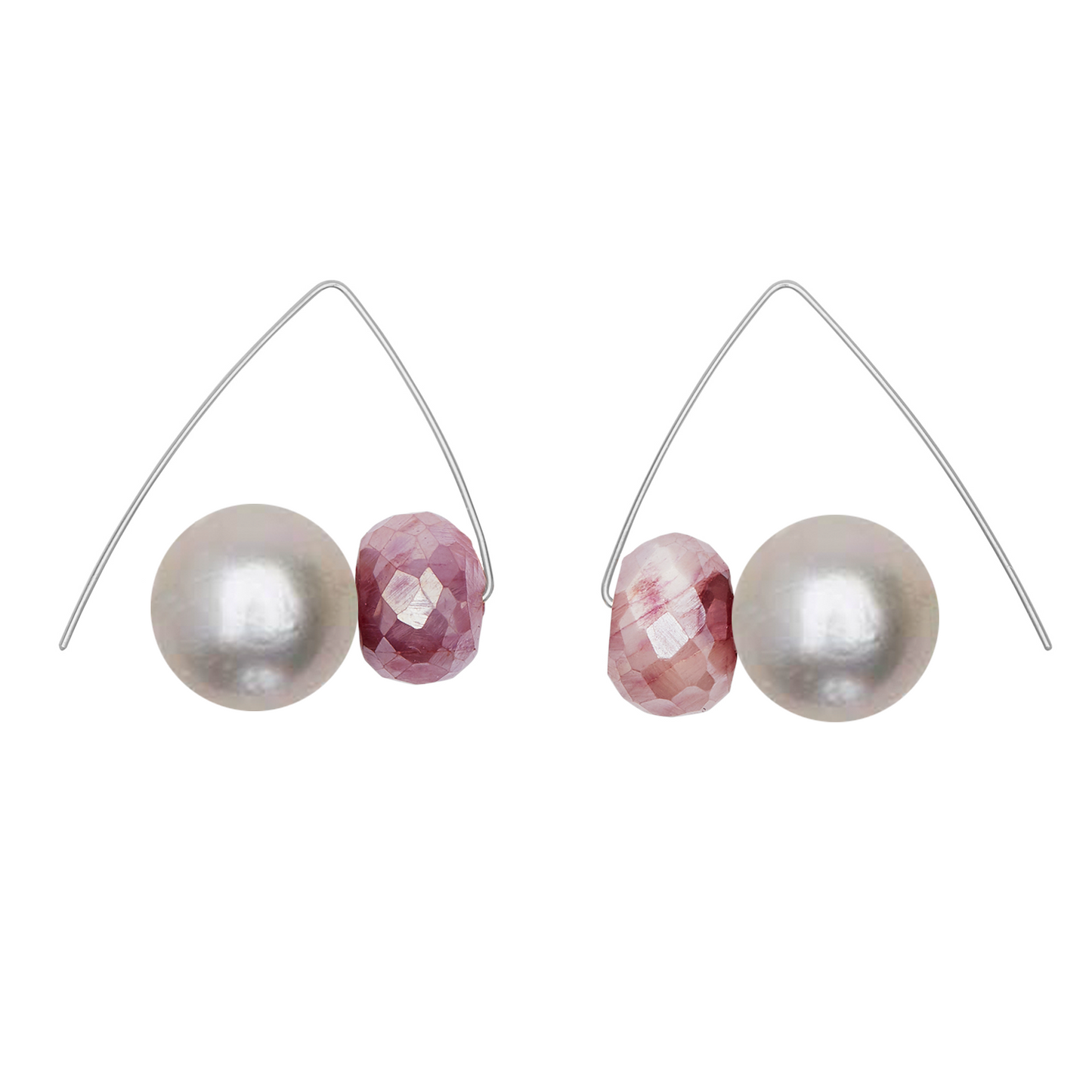 Pink Moonstone Gemstones with Round Freshwater Pearls