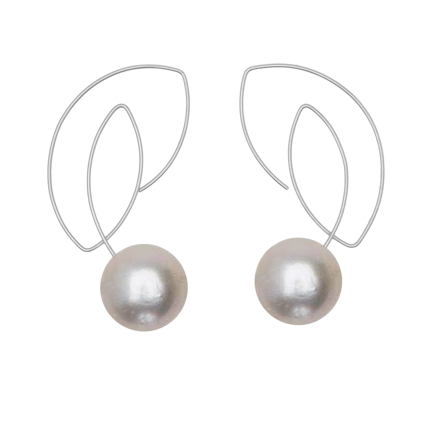 Cubist Earrings with Round Freshwater Pearls