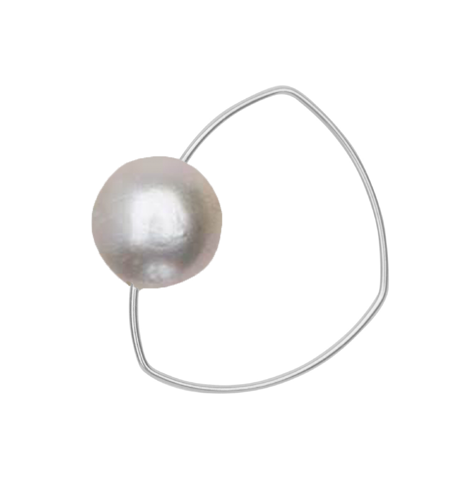 Triangle Ring with Peach Ripley Baroque or Freshwater Pearl (14mm)
