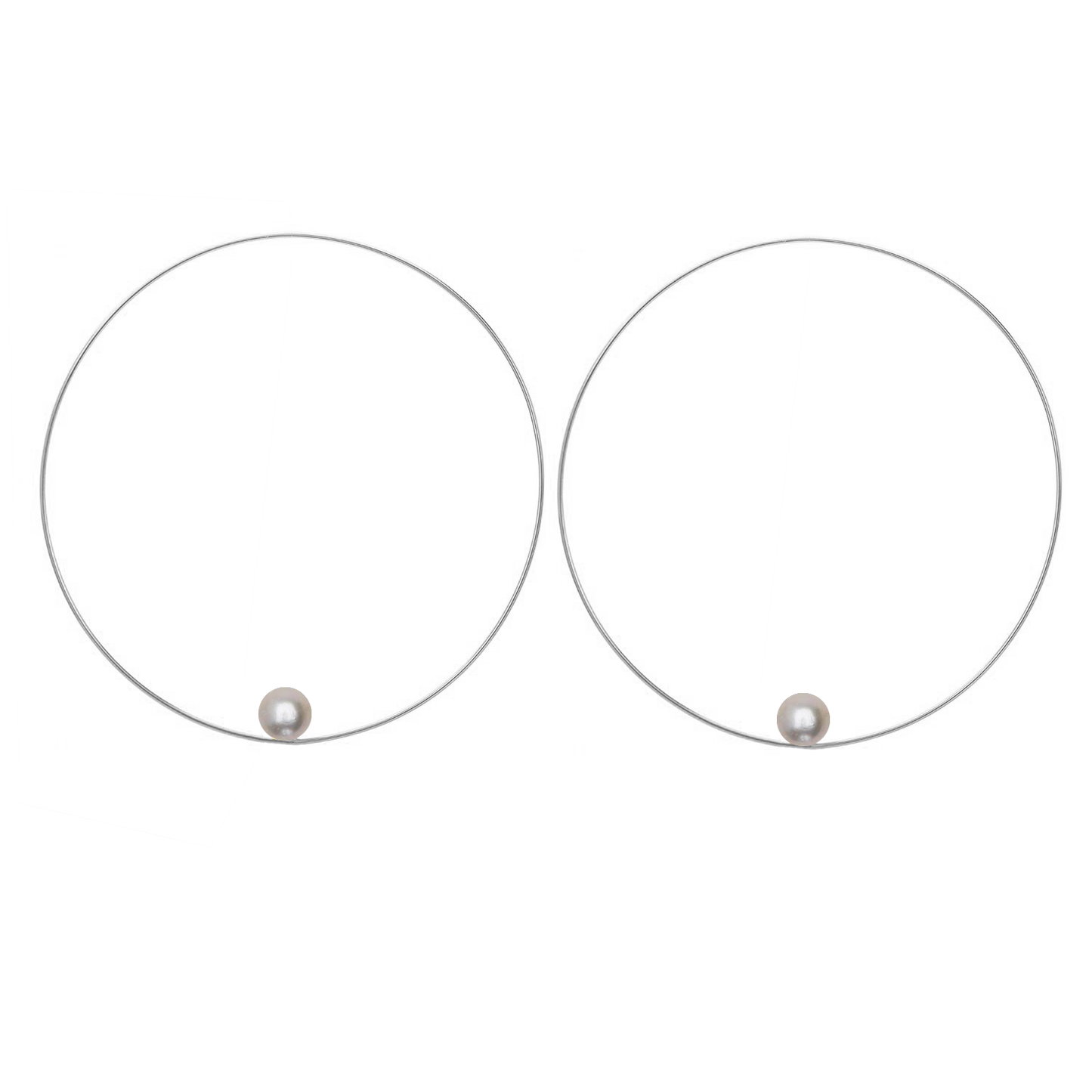 Medium Round Hoops with Round Freshwater Pearls