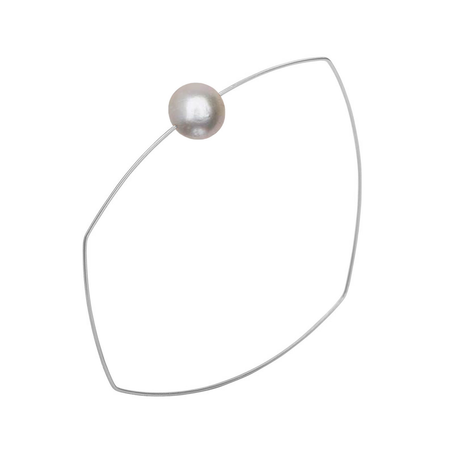 Asymmetric Square Bangle with 9mm Round Freshwater Pearl
