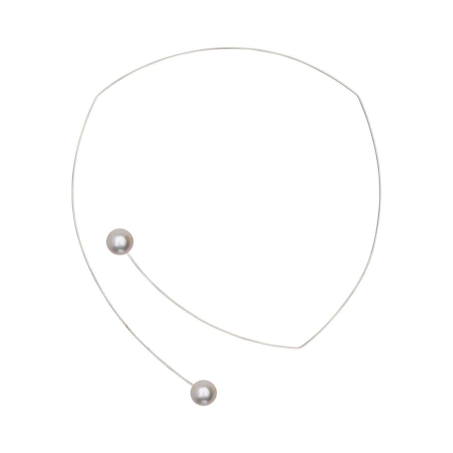 Square Asymmetric Neckwire with Round Freshwater Pearls (12mm)