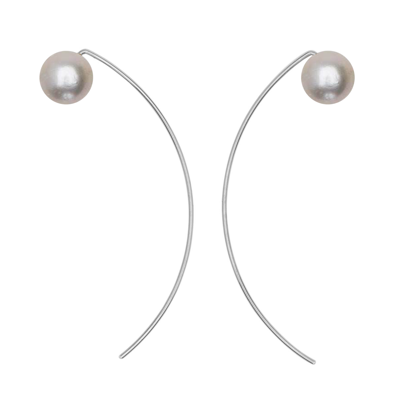 Curve Earrings with Round Freshwater Pearls (7mm)