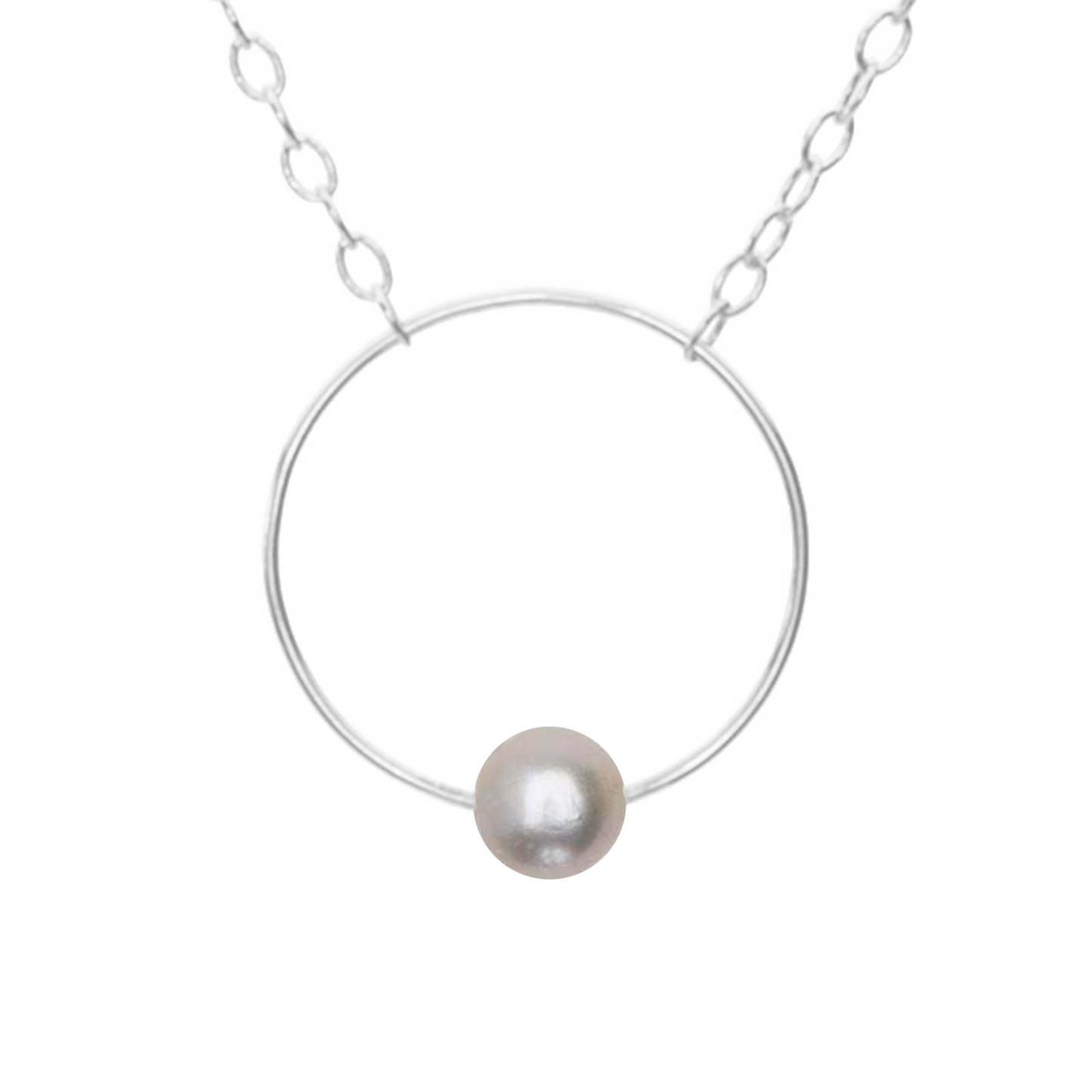 Petite Circle Pendant Necklace with Round Freshwater Pearl