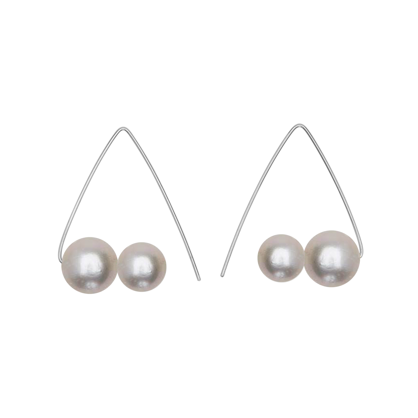 Petite Triangle Lobe Huggers with Round Freshwater Pearls (7mm, 9mm)