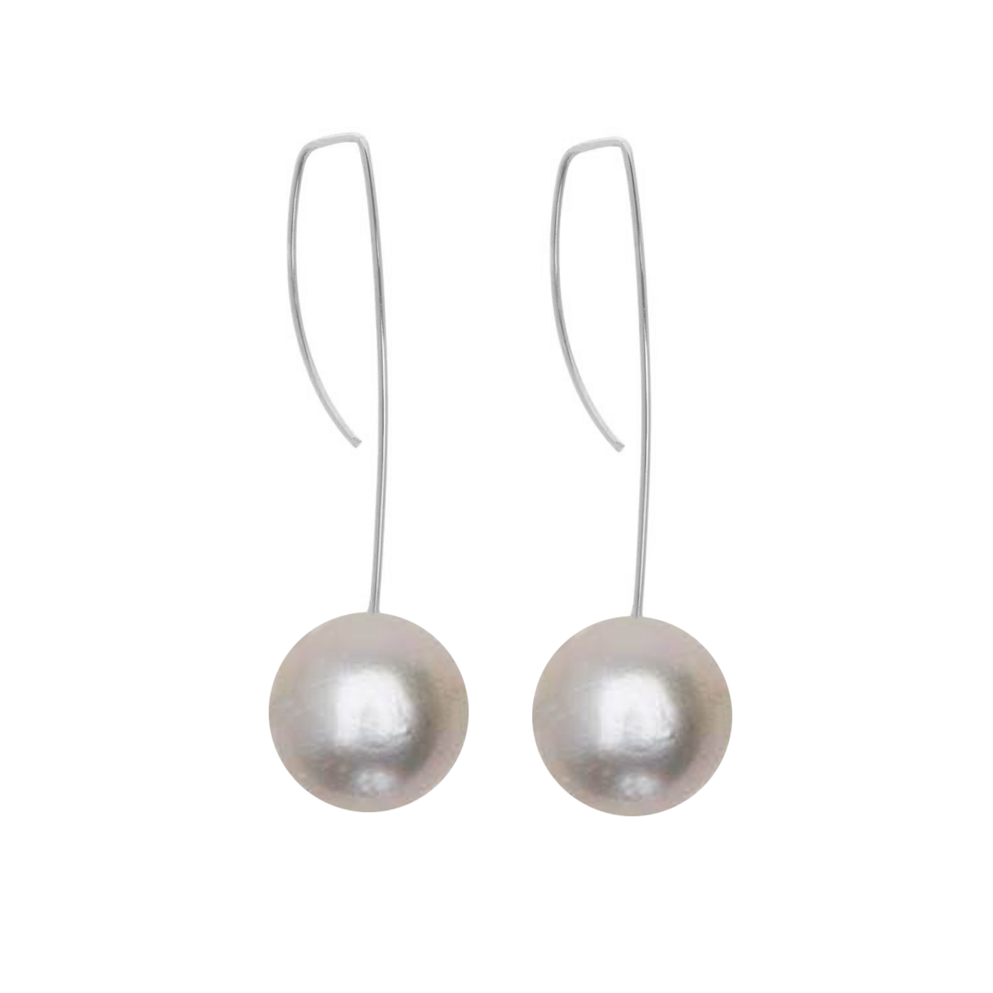Straight Drop Earrings with White Pearls