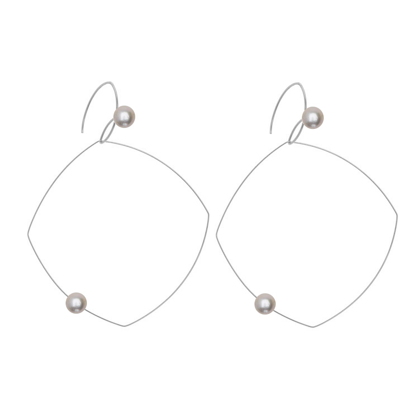 Multi Wear Square Earrings with Round Freshwater Pearls