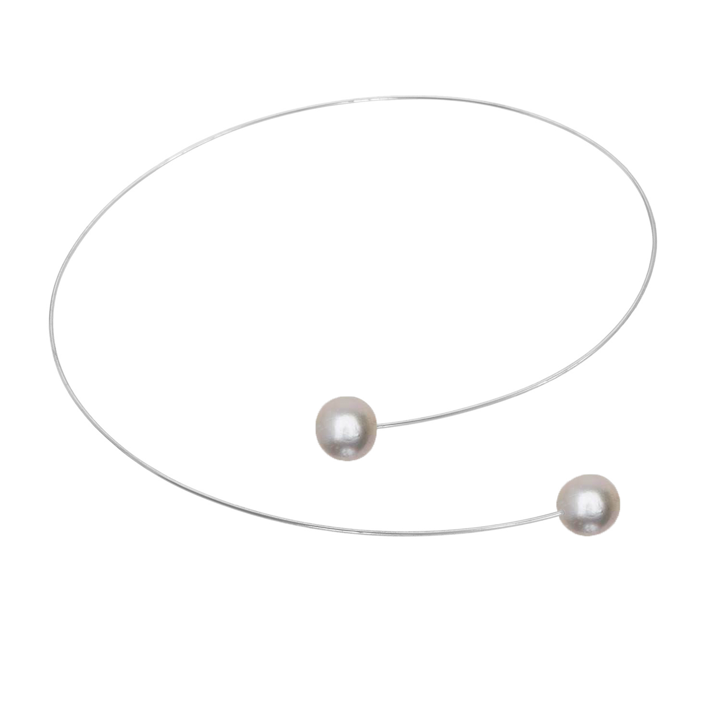 Round Asymmetric Neckwire with Round Freshwater Pearls