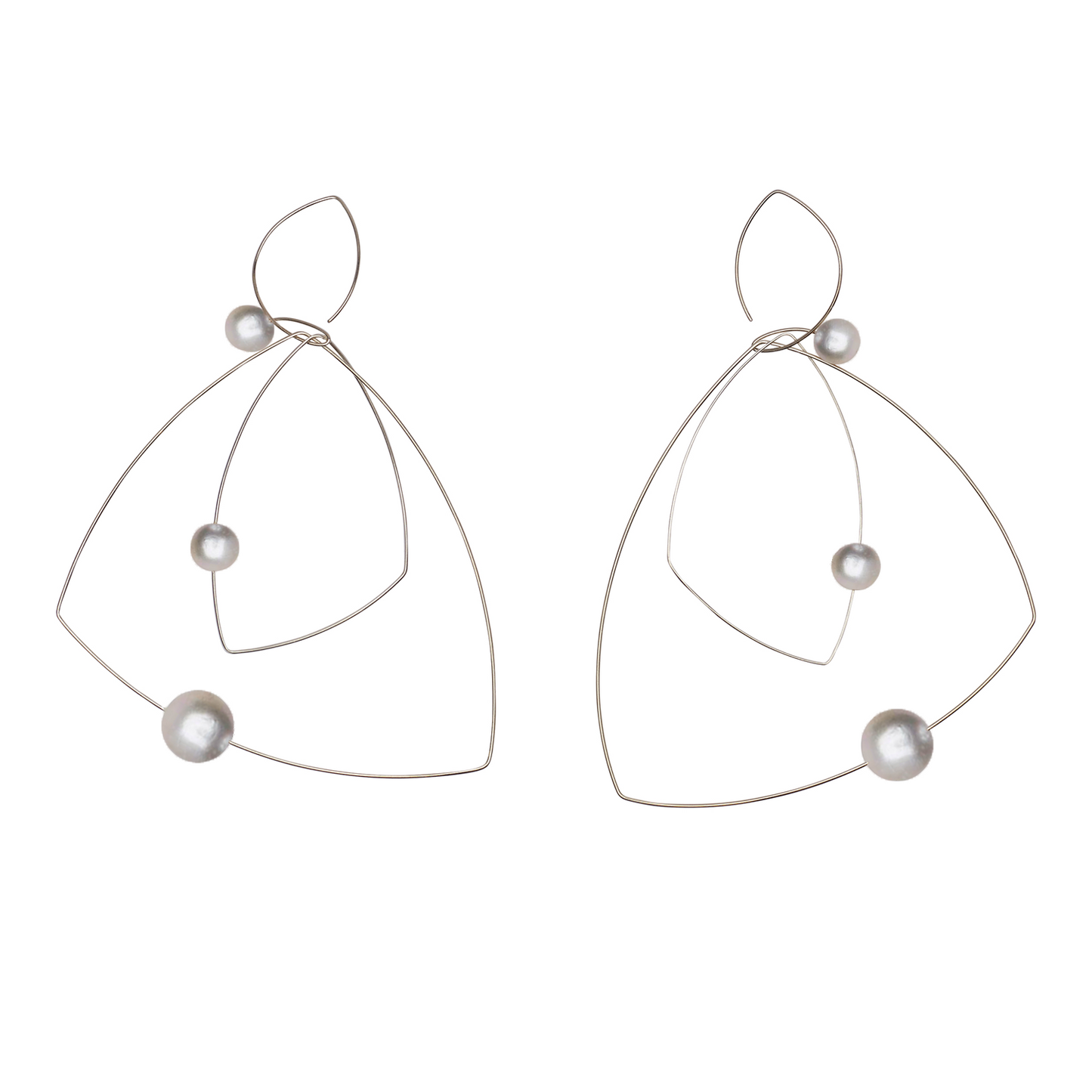 'Morph It' Earrings with Round Freshwater Pearl Trio