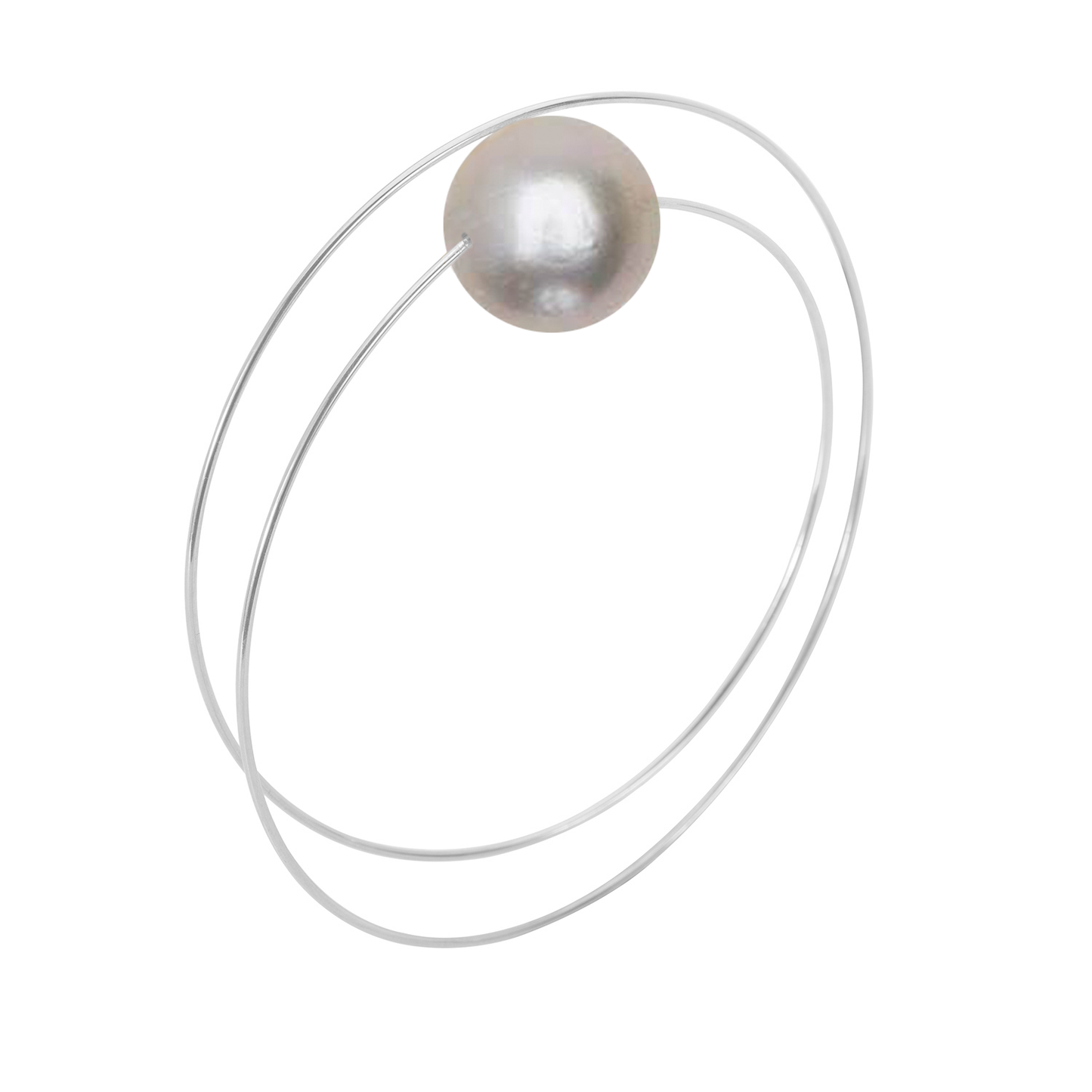 Circle Wrap Bangle with Large Round Freshwater Pearl