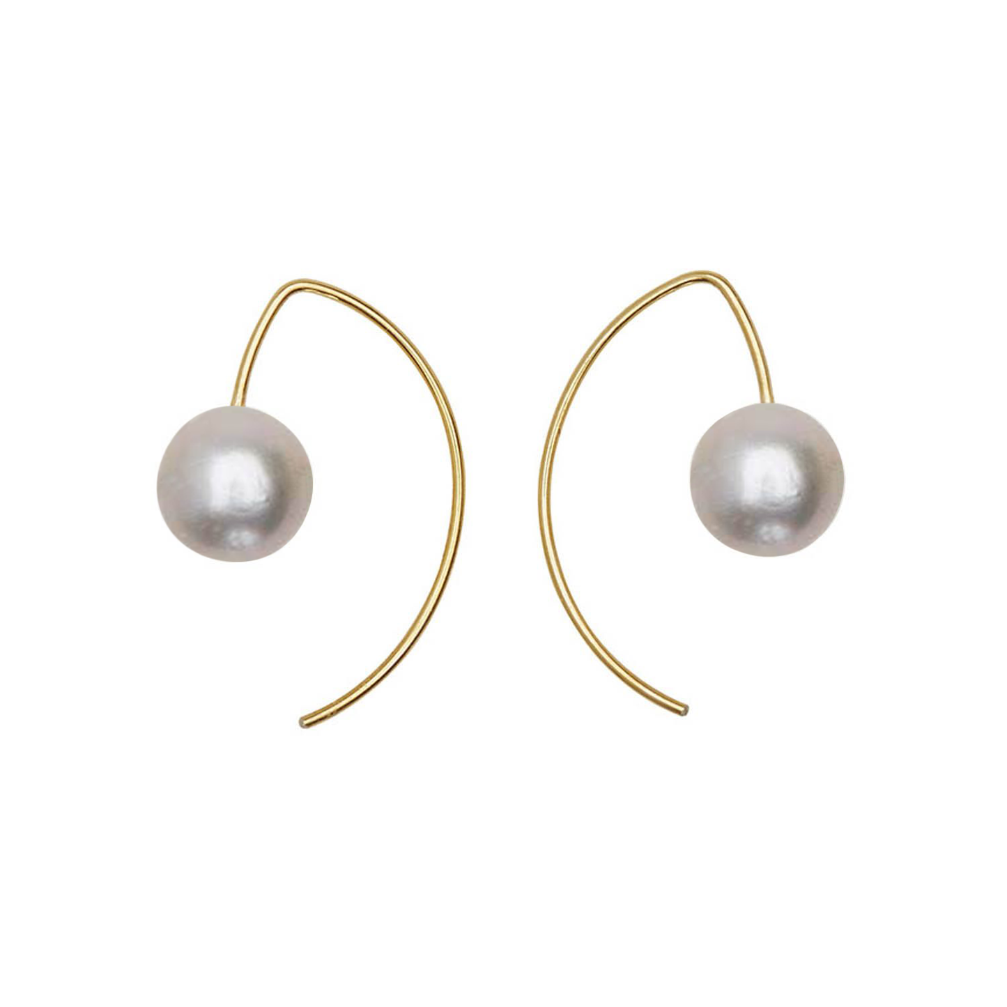 Lobe Huggers, Short Curve Earrings with White Pearls