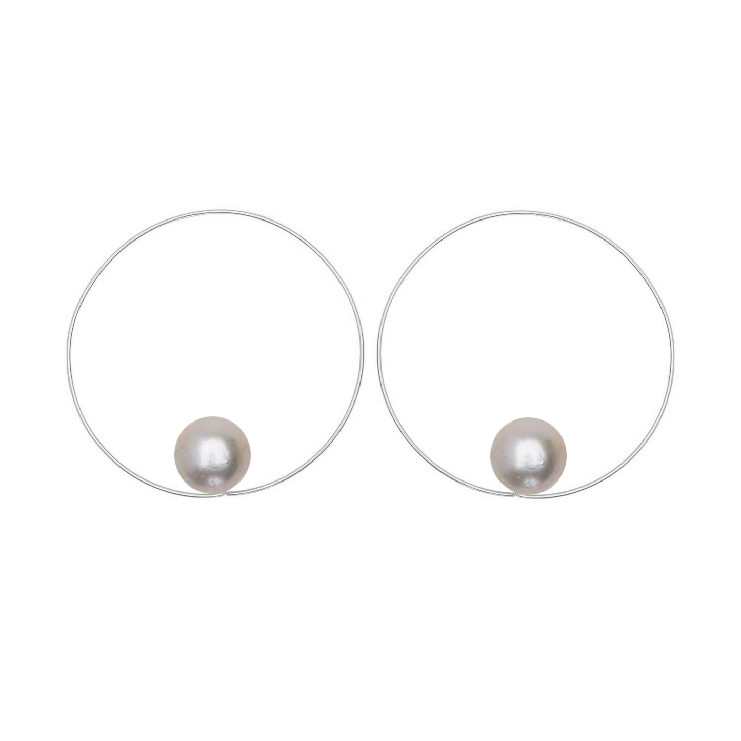 Small Round Hoops with Large Round Freshwater Pearls