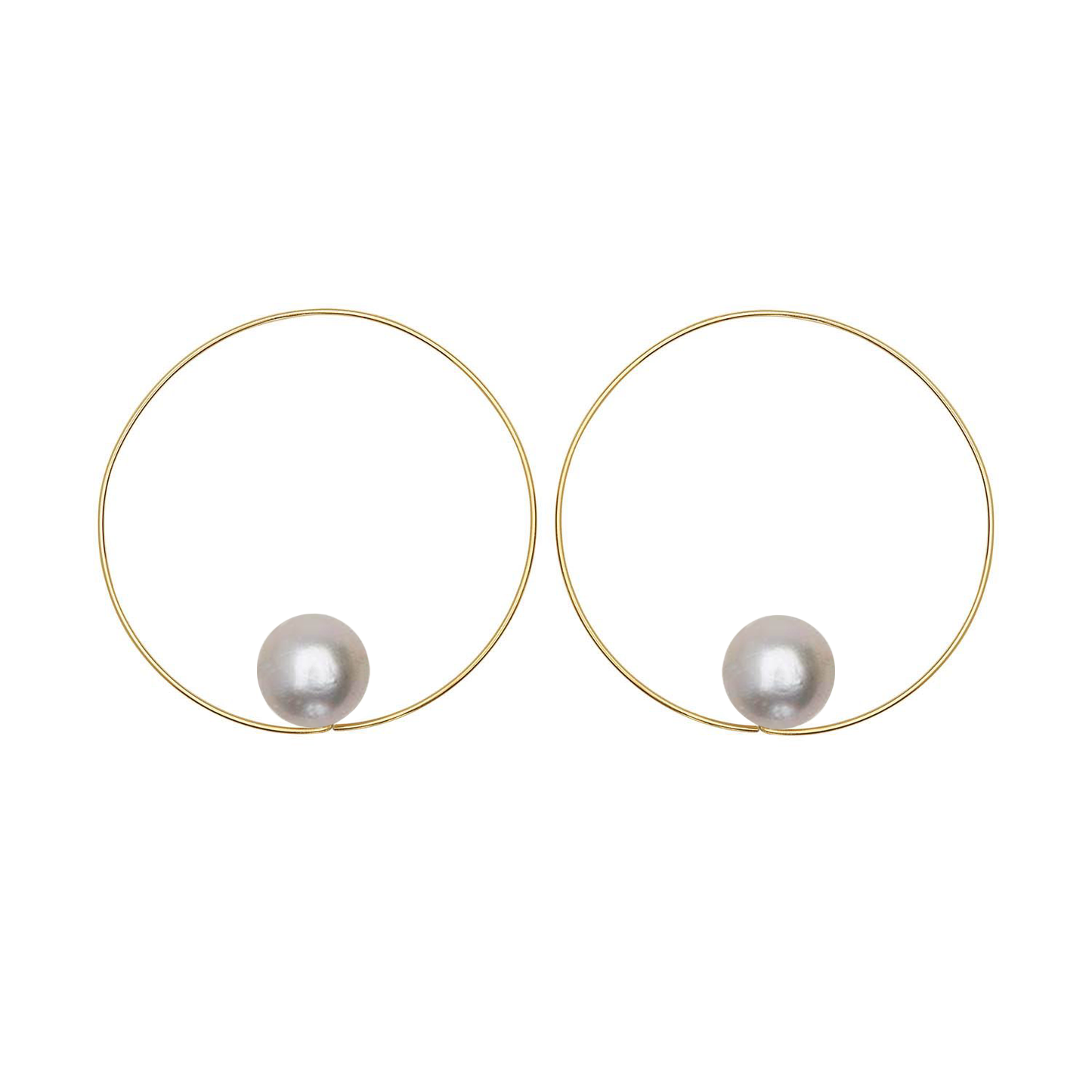 Small Round Hoops with Large Round Freshwater Pearls