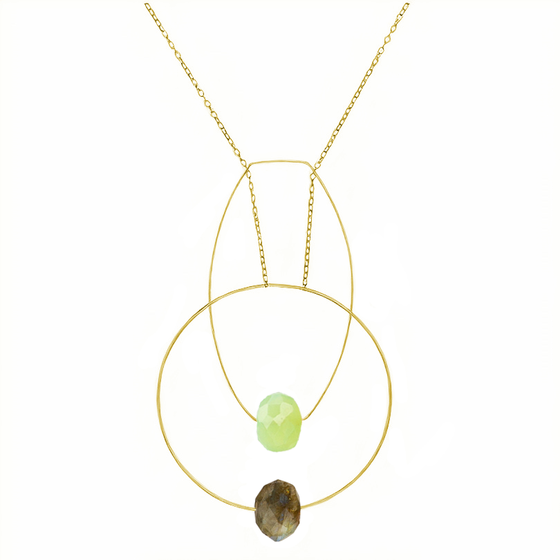 Multi Shape Pendant Necklace with Hand-Cut Gems (choices of colour combination)