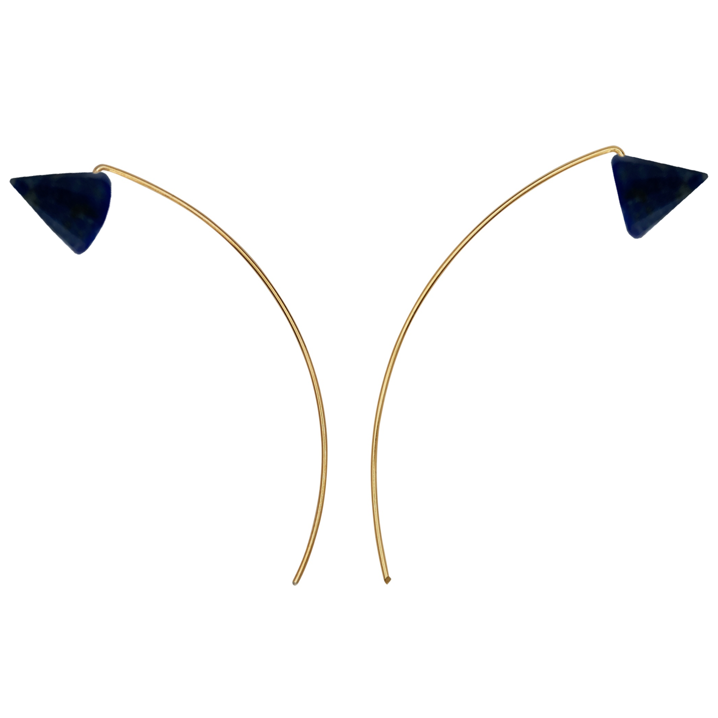 Long Curve Earrings with Cone-shaped Gemstones