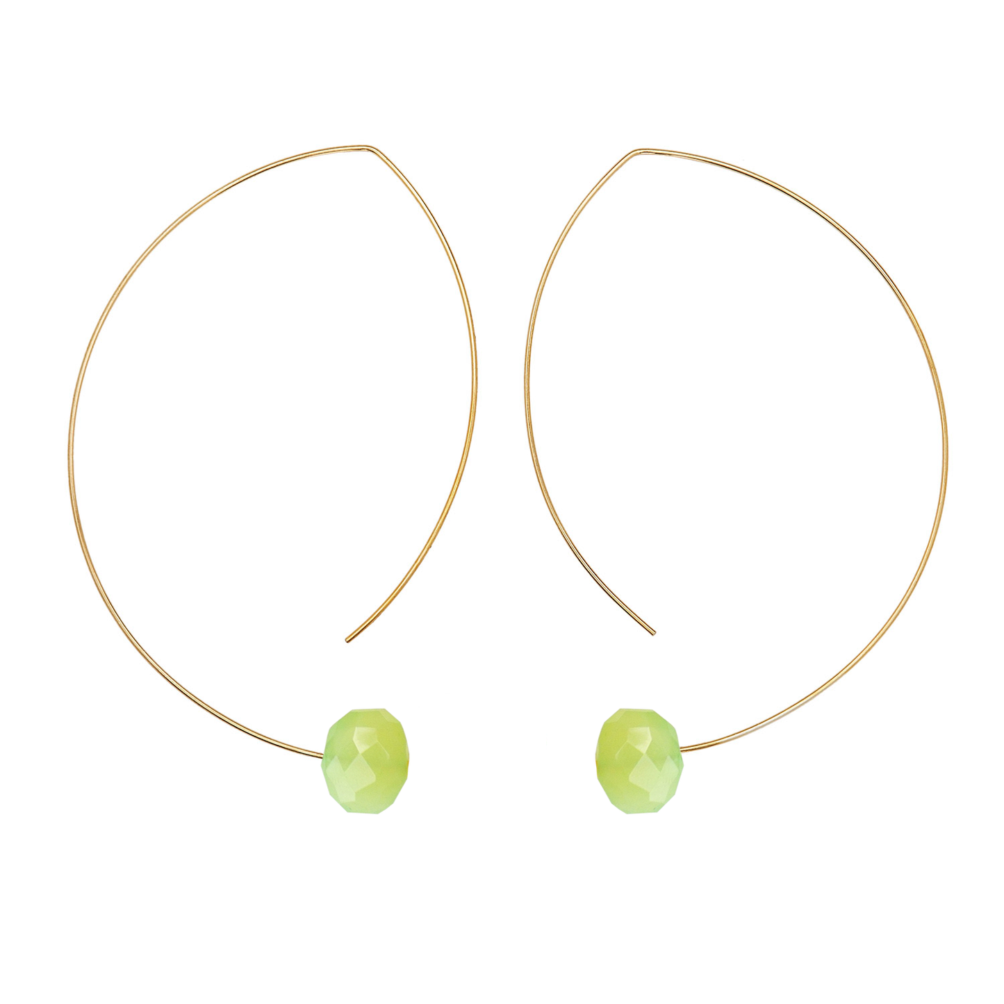 Angled Curve Earrings with hand-cut precious gems