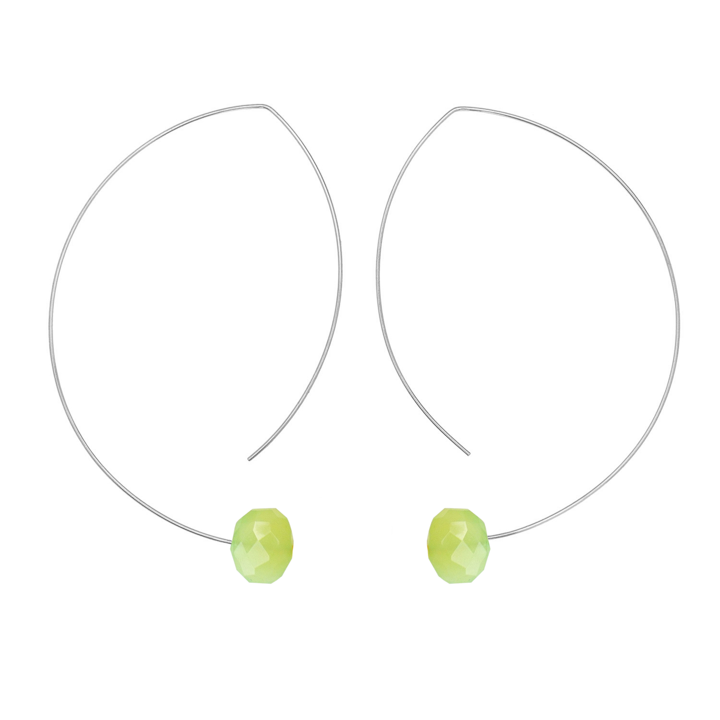 Angled Curve Earrings with hand-cut precious gems