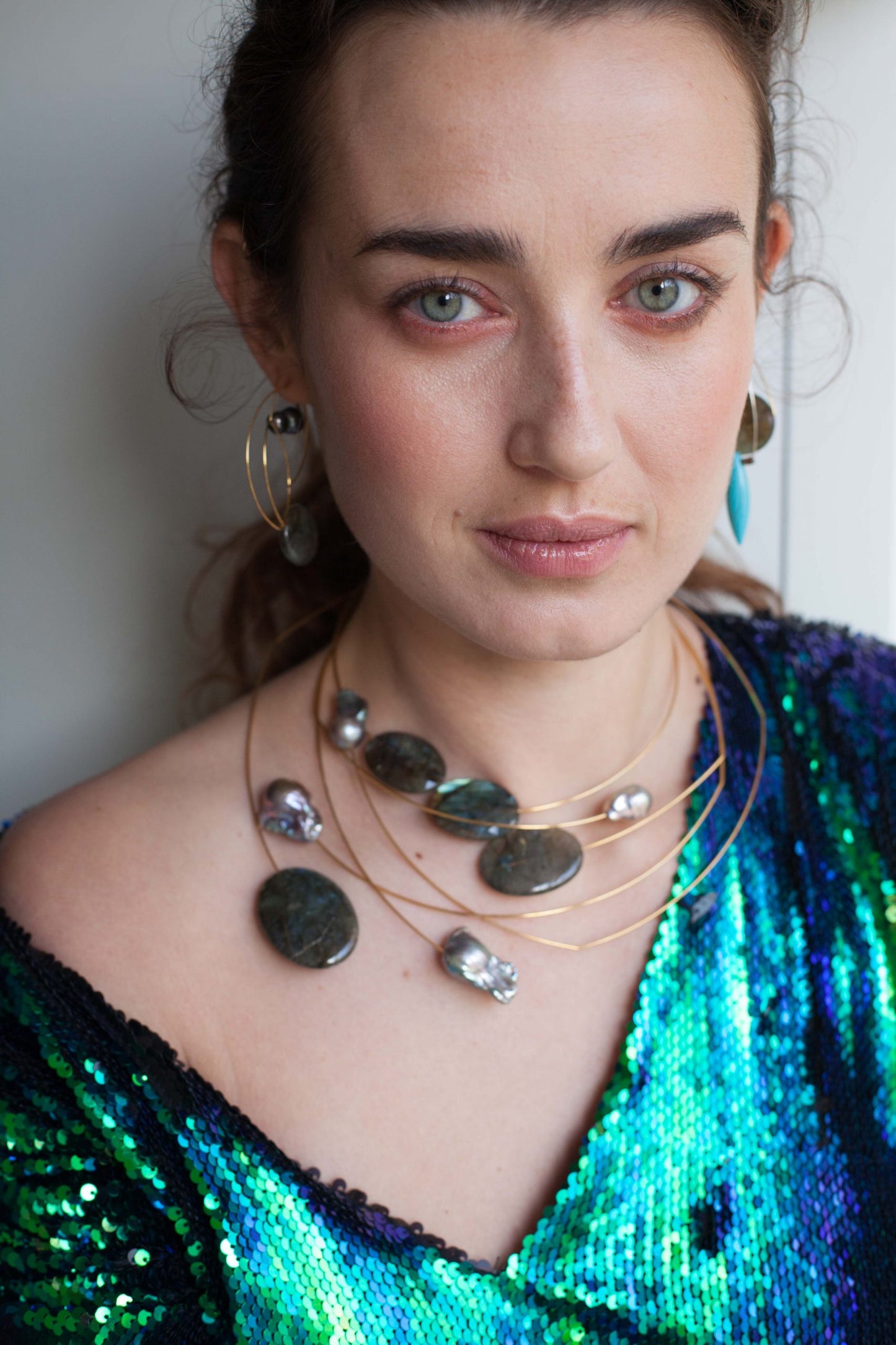 Pink Moonstone Gemstones with Round Freshwater Pearls