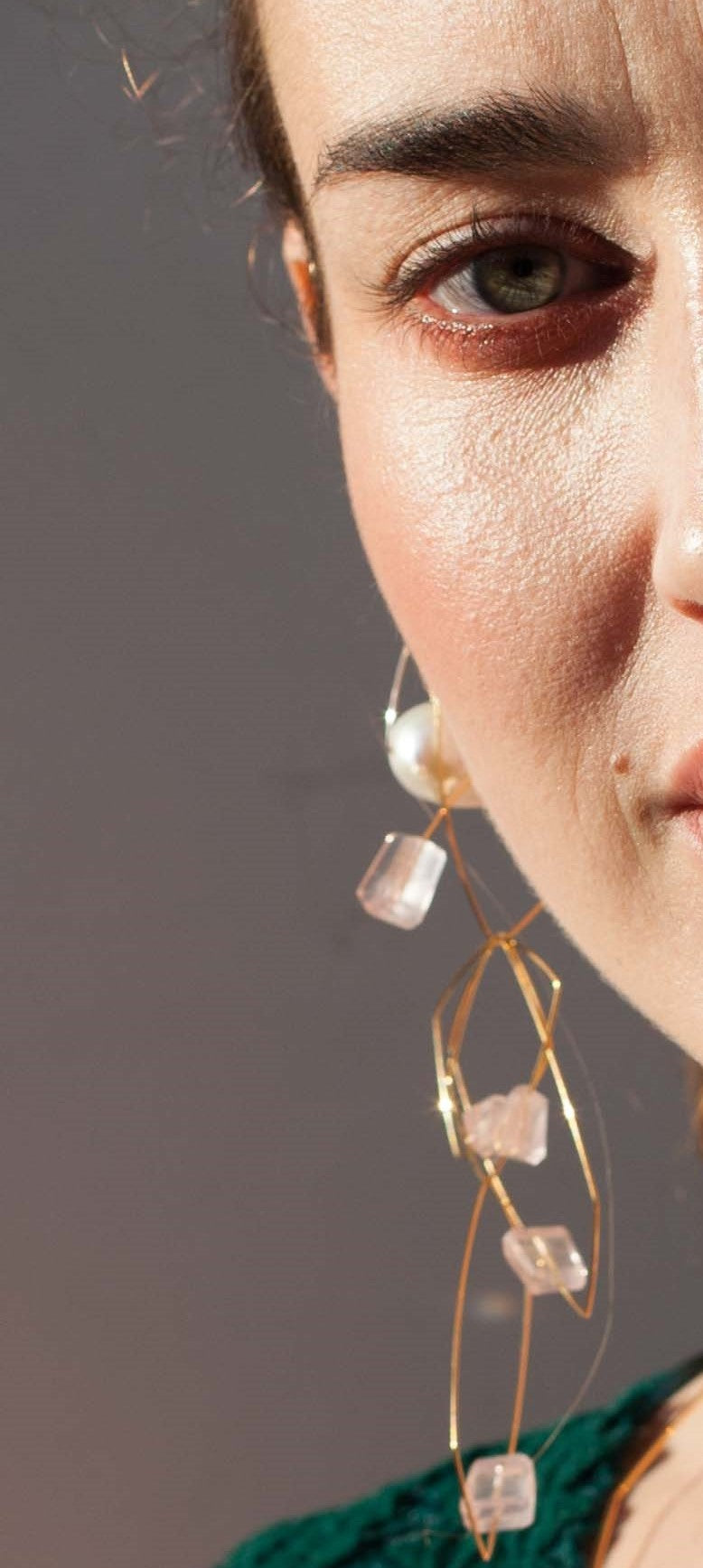 Medium Triangle Lobe Huggers with White Fresh Water Baroque Pearls