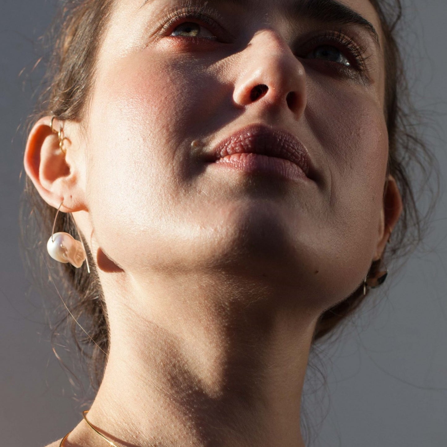 Medium Triangle Lobe Huggers with White Fresh Water Baroque Pearls