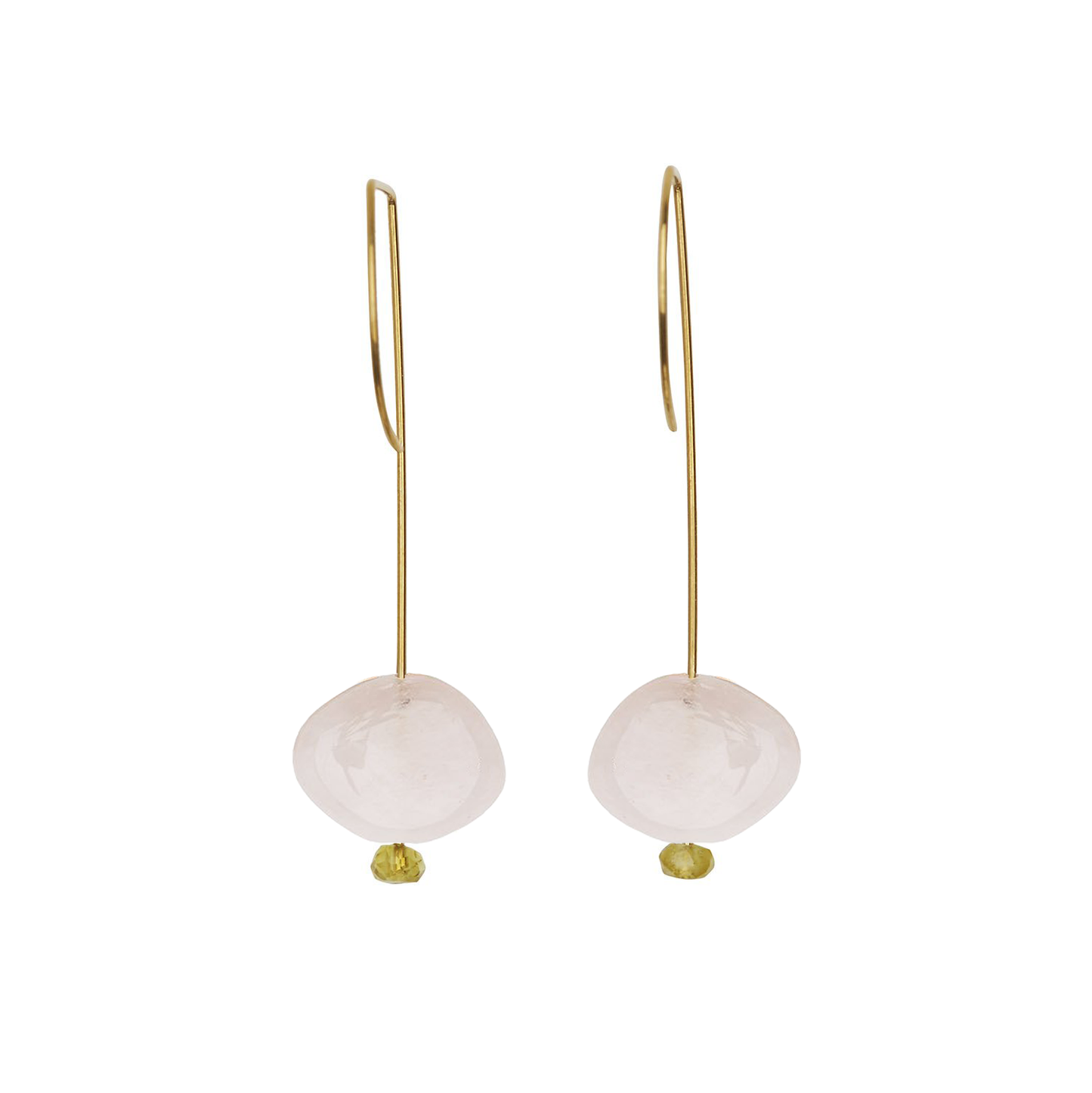 Straight Drop Earrings with Morganite and Round Beads