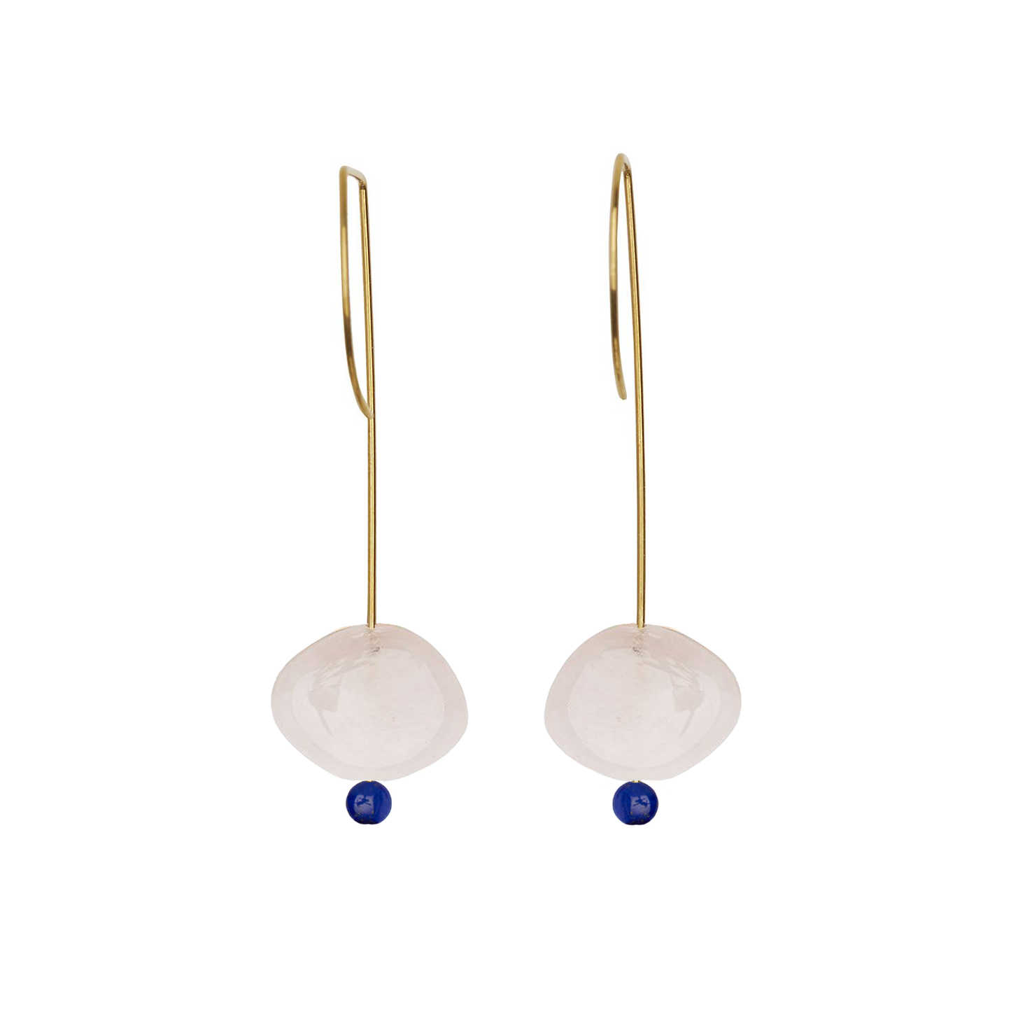 Straight Drop Earrings with Morganite and Round Beads