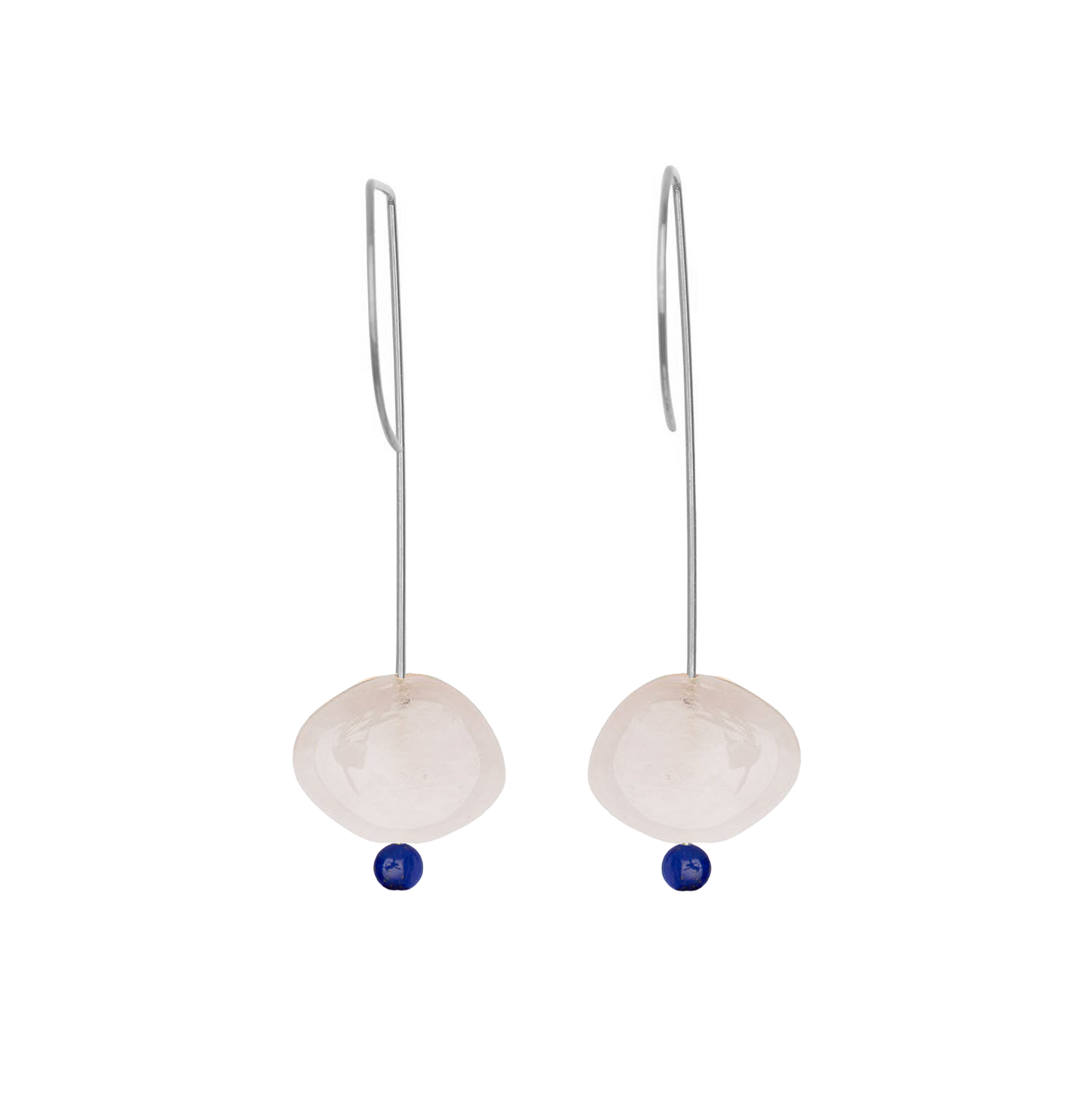 Straight Drop Earrings with Morganite and Round Beads