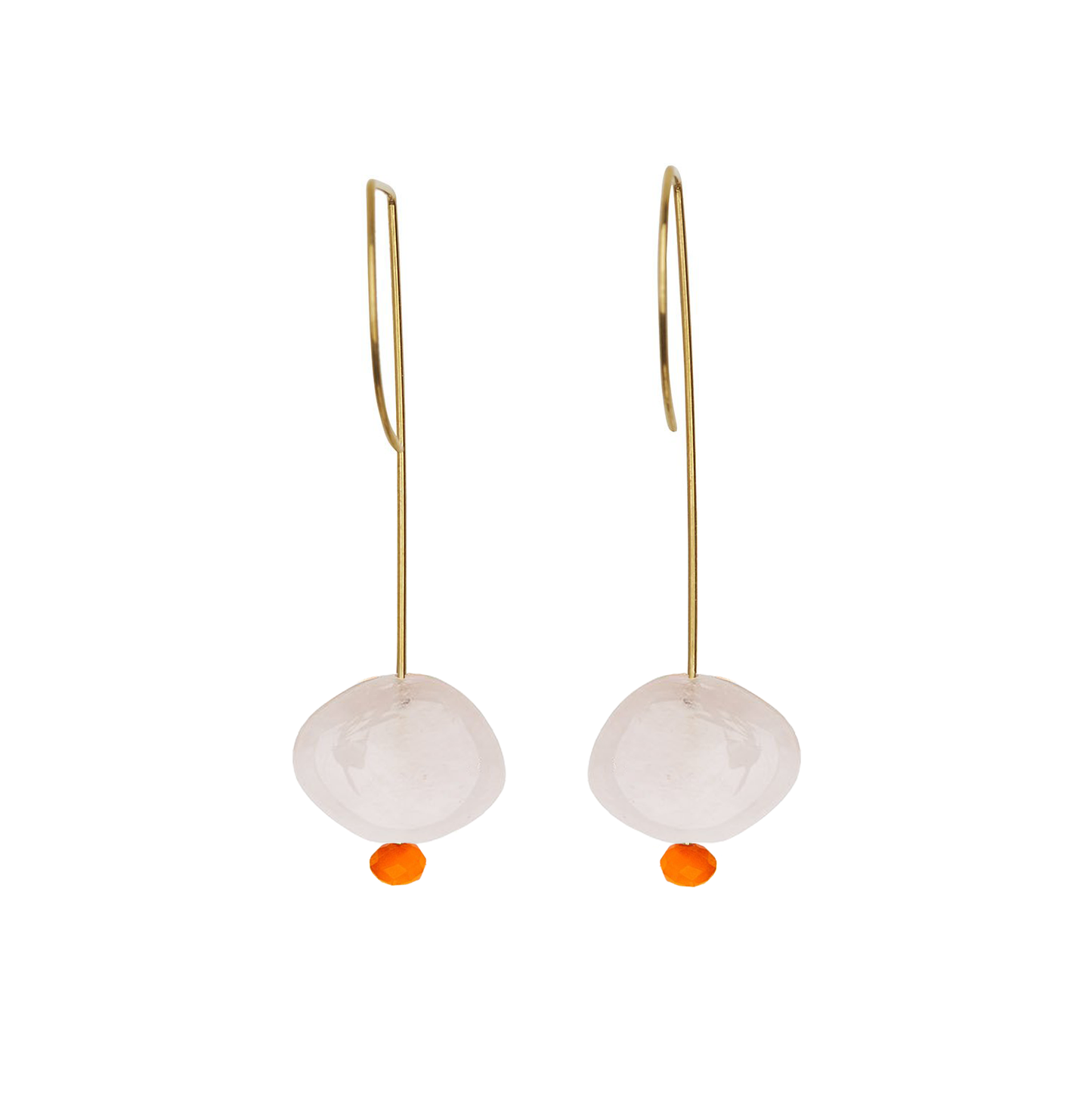 Straight Drop Earrings with Morganite and Round Beads