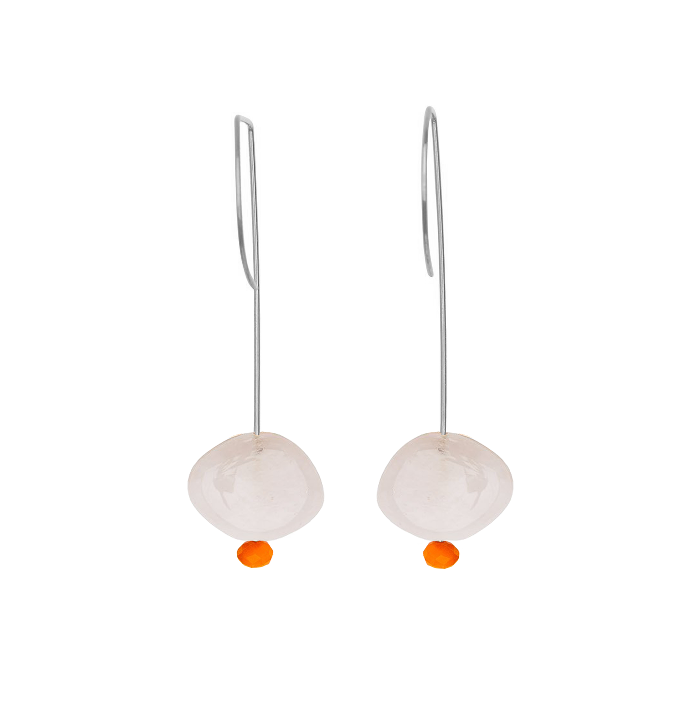 Straight Drop Earrings with Morganite and Round Beads
