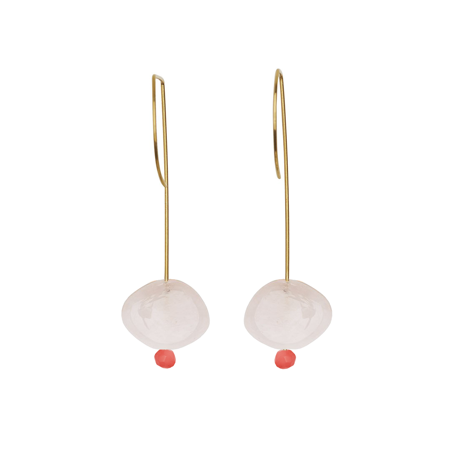 Straight Drop Earrings with Morganite and Round Beads