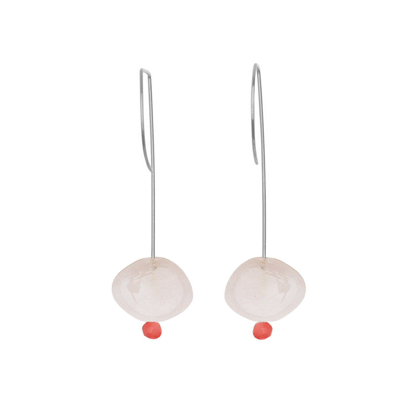 Straight Drop Earrings with Morganite and Round Beads