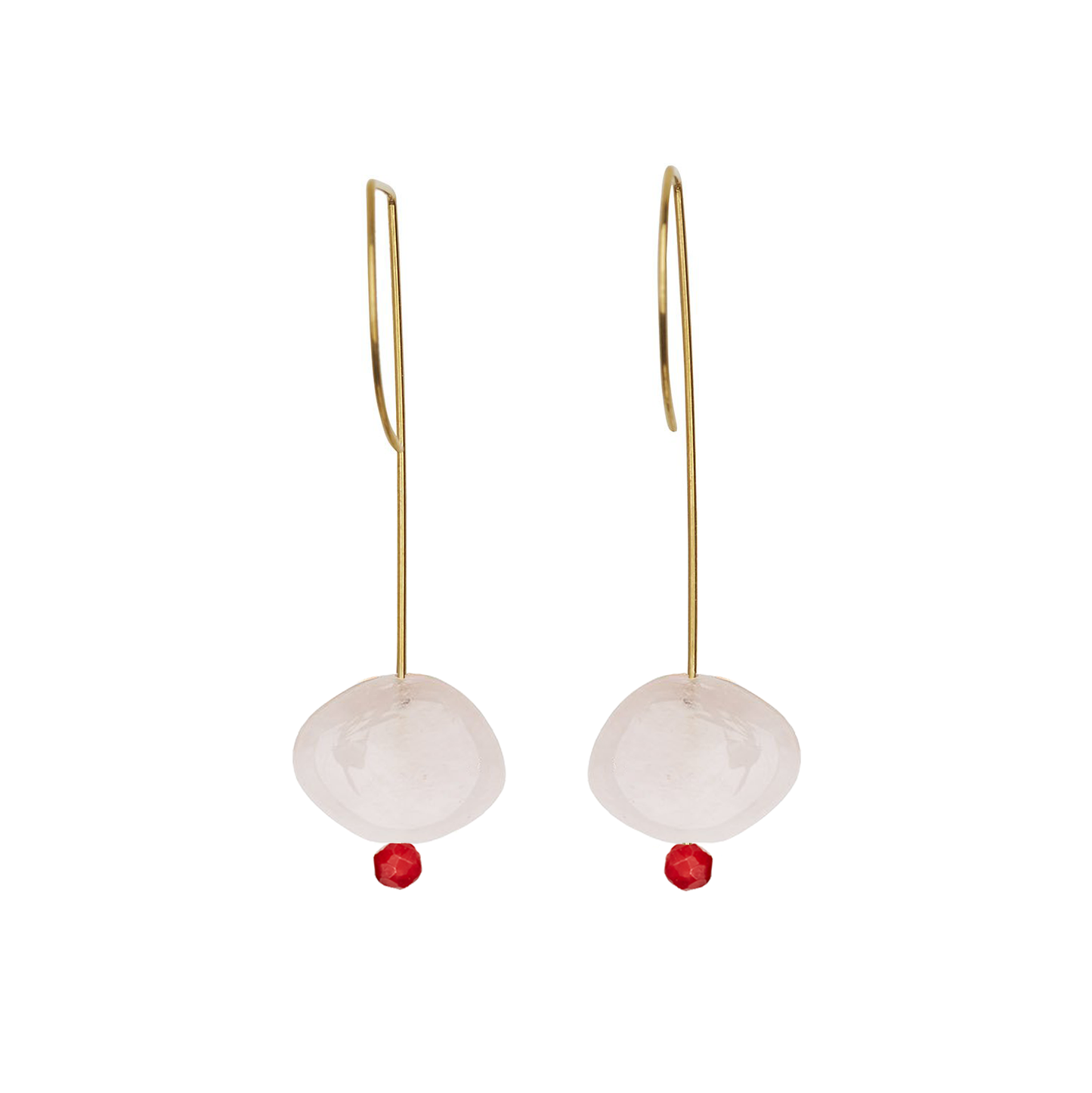 Straight Drop Earrings with Morganite and Round Beads