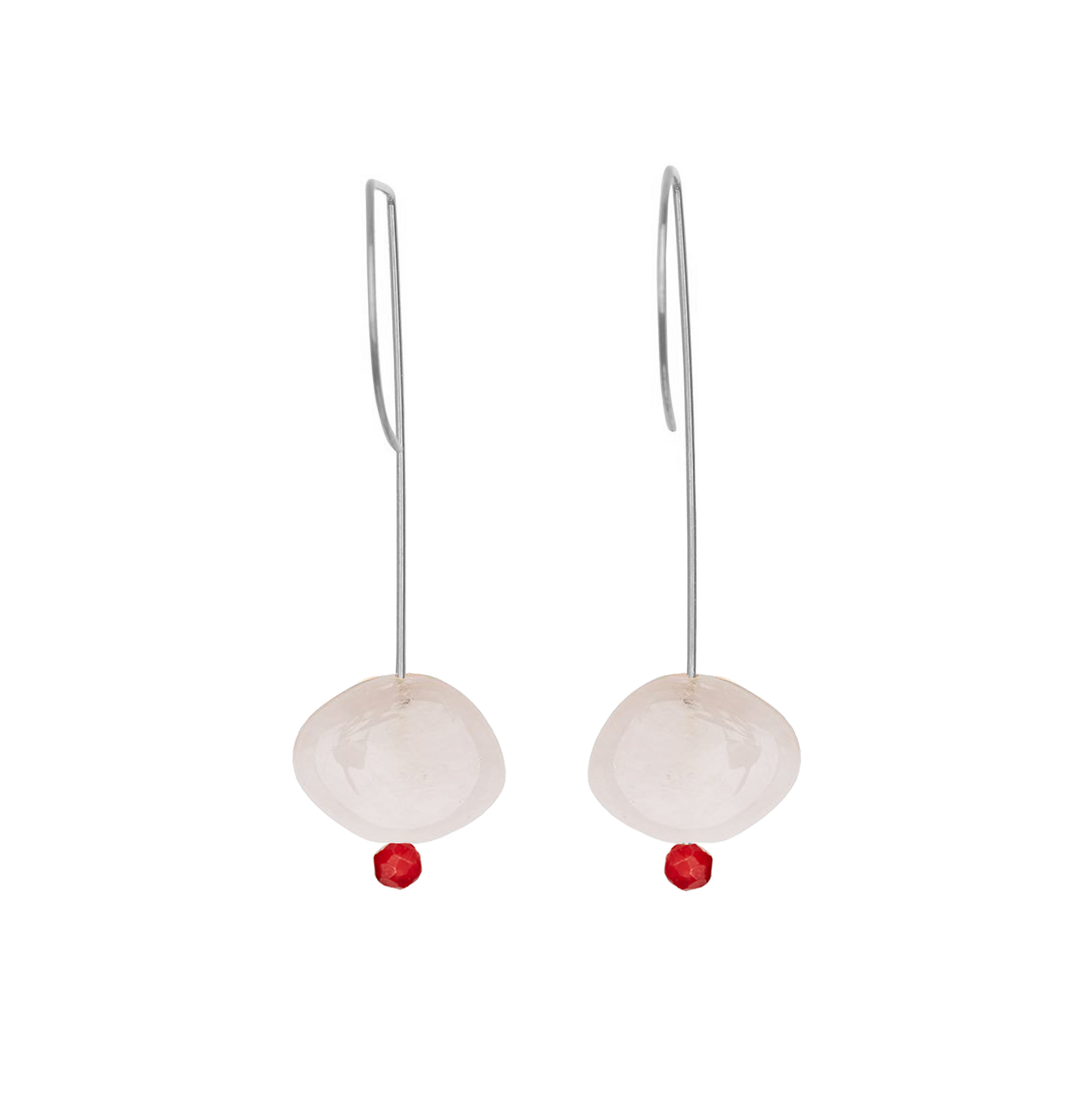 Straight Drop Earrings with Morganite and Round Beads