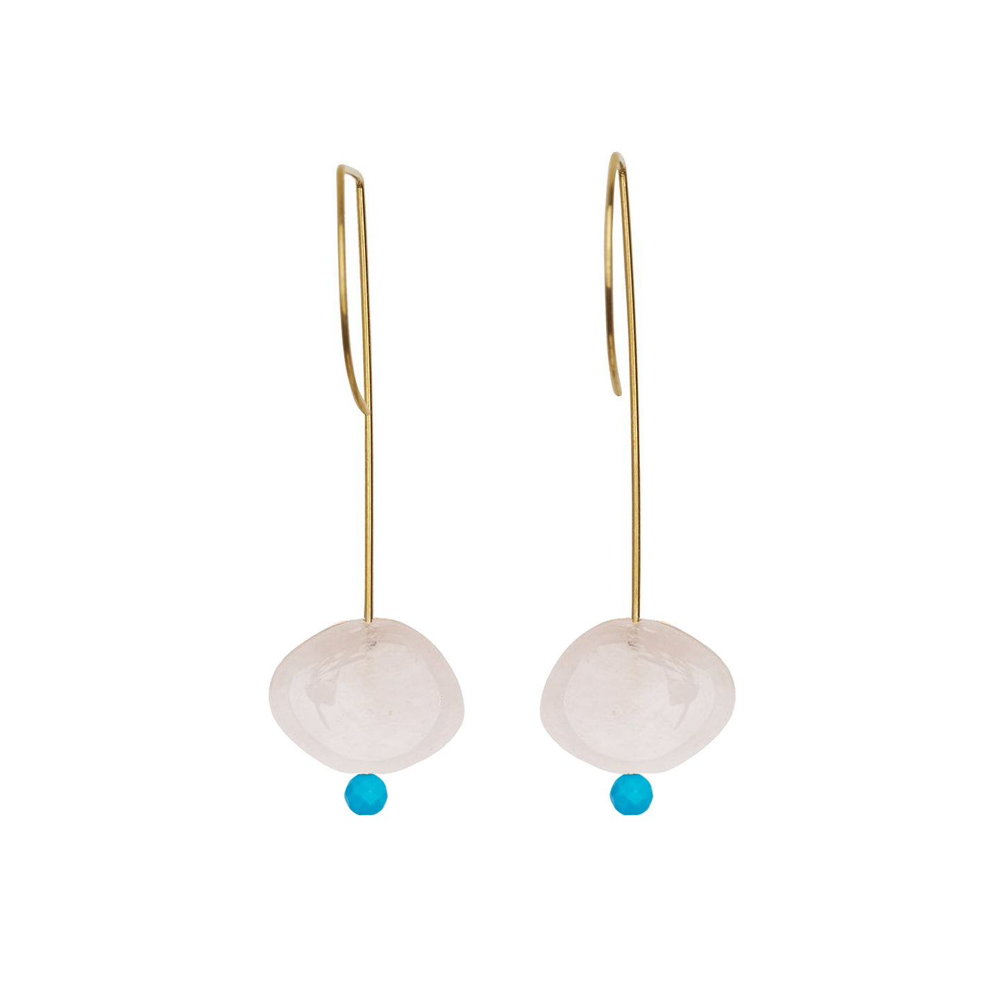 Straight Drop Earrings with Morganite and Round Beads