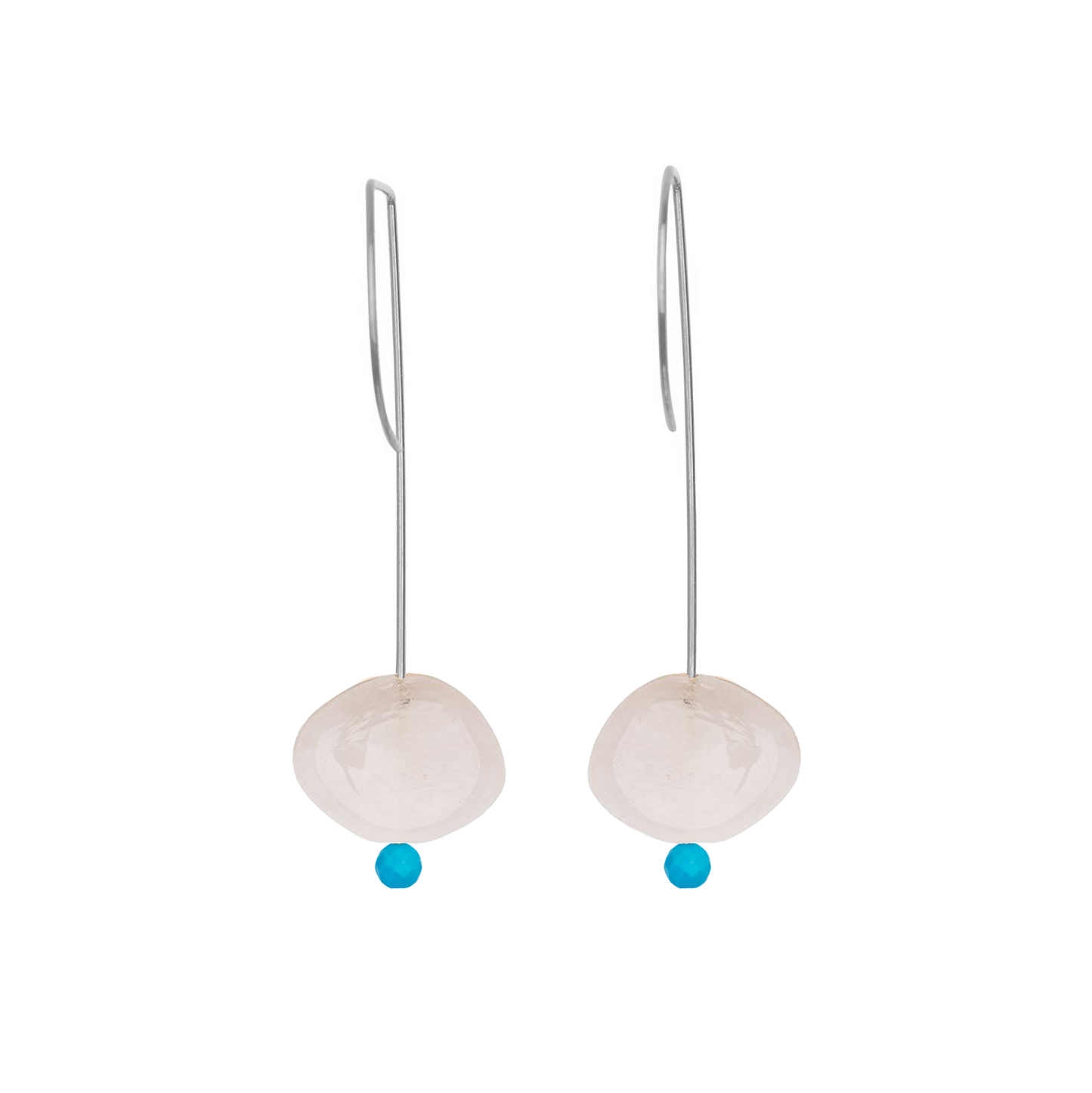 Straight Drop Earrings with Morganite and Round Beads