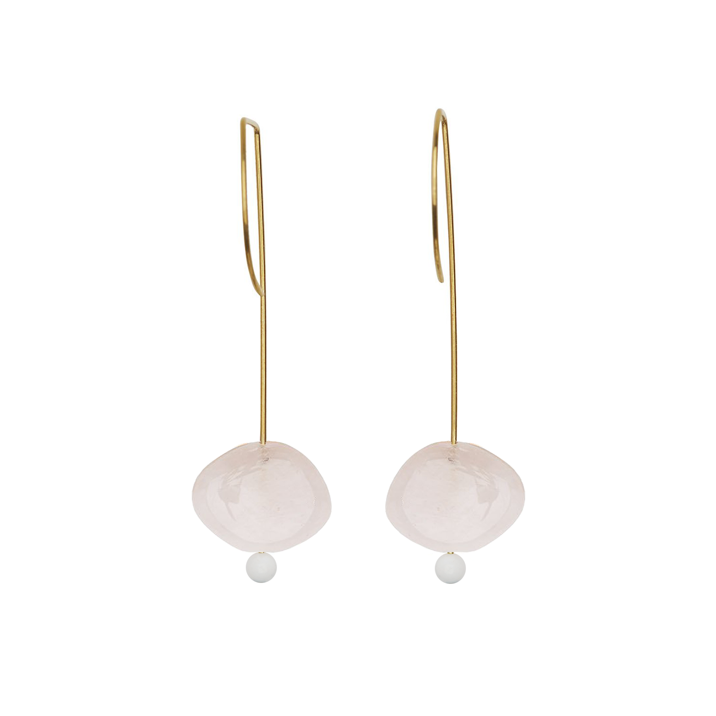 Straight Drop Earrings with Morganite and Round Beads