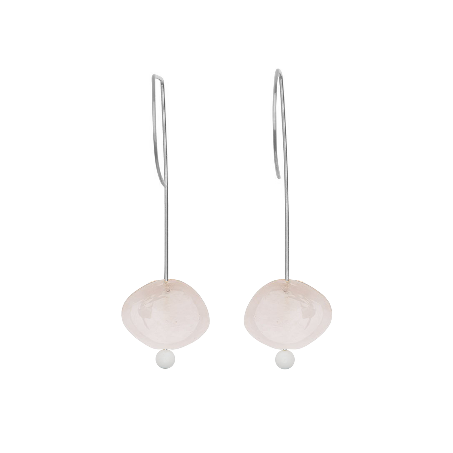 Straight Drop Earrings with Morganite and Round Beads