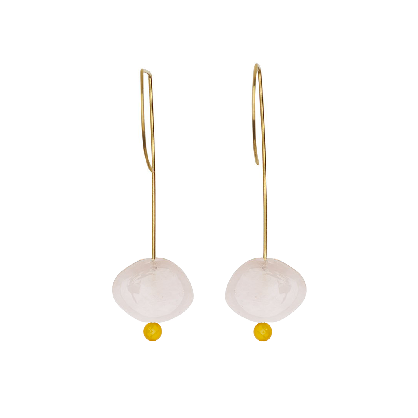 Straight Drop Earrings with Morganite and Round Beads