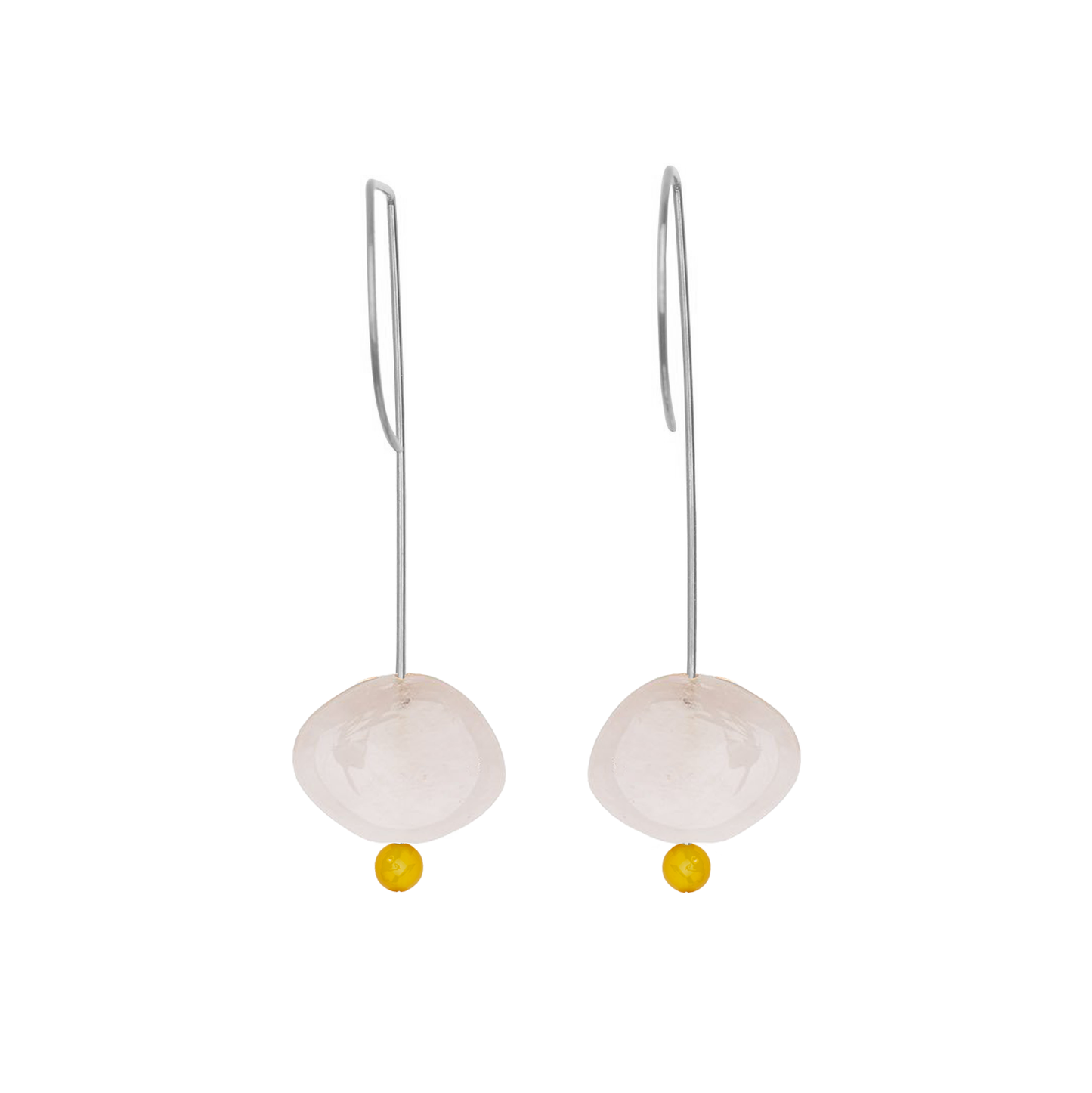 Straight Drop Earrings with Morganite and Round Beads