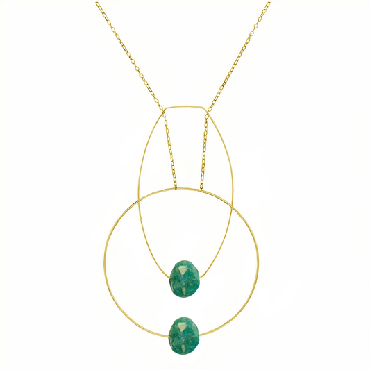 Multi Shape Pendant Necklace with Hand-Cut Precious Gemstones