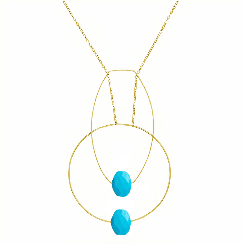 Multi Shape Pendant Necklace with Hand-Cut Precious Gemstones