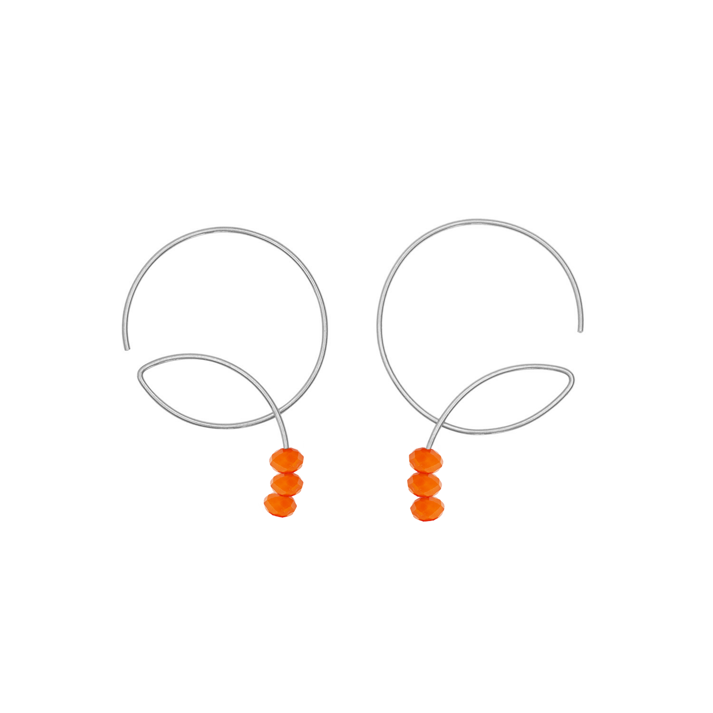 Round Curl Earrings with Round Beads Gemstone
