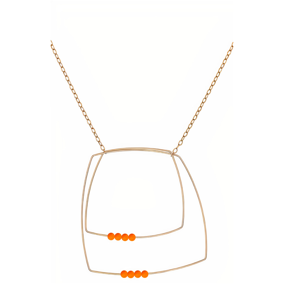 Multi Shape Pendant Necklace with Round Gemstones Beads