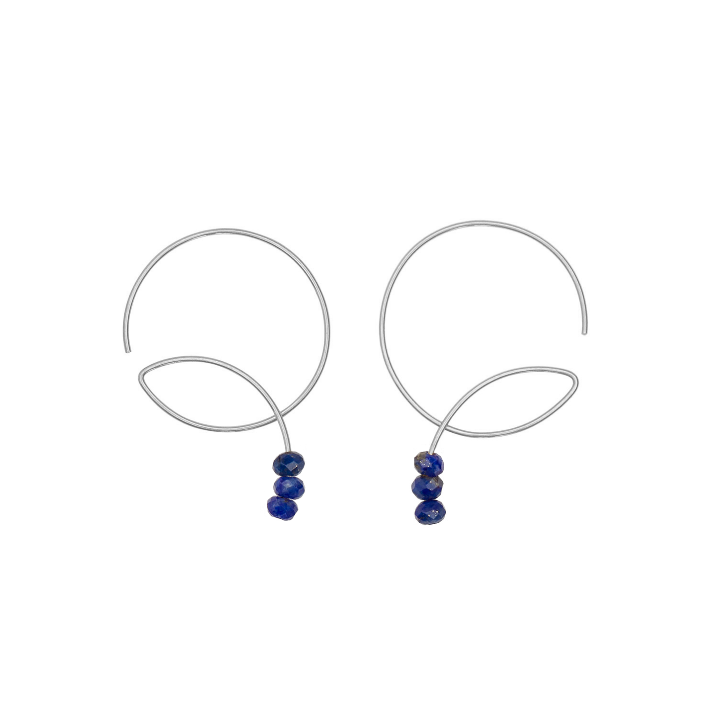 Round Curl Earrings with Round Beads Gemstone