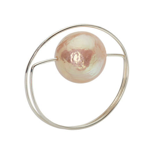 Circle Wrap Ring with Peach Ripley Baroque Pearl or Round Freshwater Pearl options