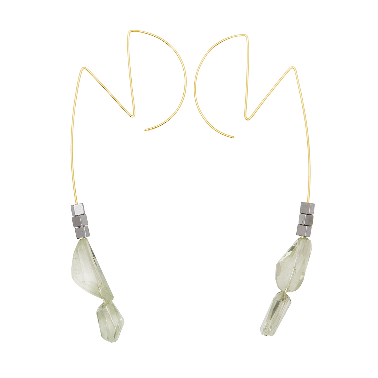 Long Ziggy Stardust inspired Earrings with hand-cut Gemstones