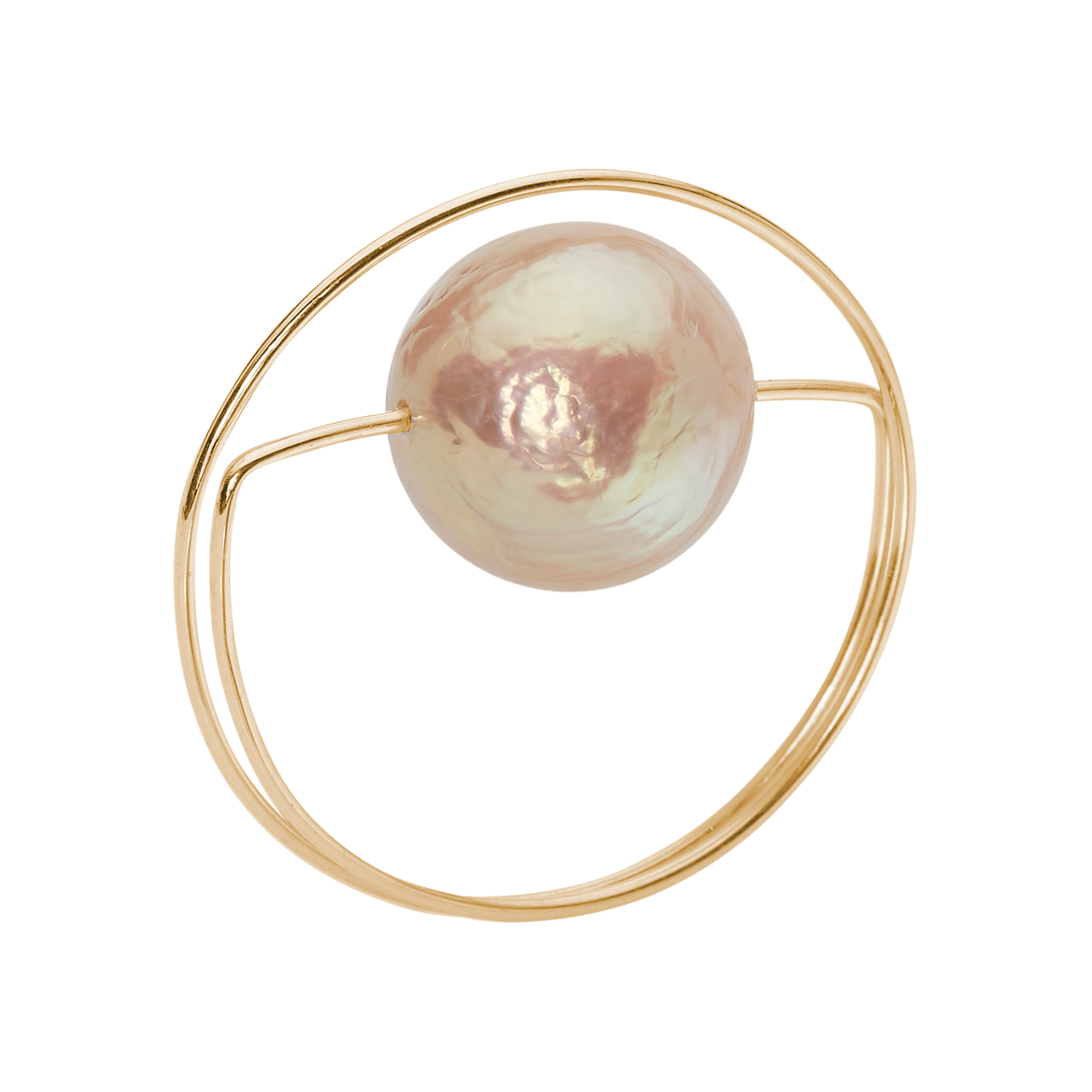 Circle Wrap Ring with Peach Ripley Baroque Pearl or Round Freshwater Pearl options